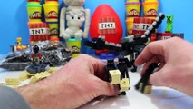Minecraft Steve Play Doh Blank Build   TNT Surprise Eggs! Gameplay Monster Battles HobbyKi