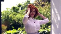 Christina Hendricks flushing her cleavage in a vary Hot and sexy Behind the Scene Photo sh
