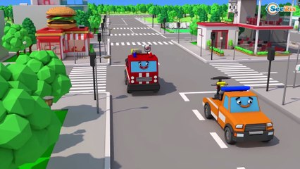 The Tow Truck and The Police Car - Service Vehicles Cartoons for children 3D - Cars & Trucks Stories
