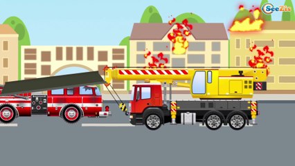 The Fire Truck and Police Car FIRE in the City | Kids Cartoon with Emergency Cars