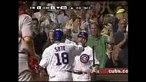 2008 Cubs: Geovany Soto scores on a Rich Harden sac bunt vs Reds (8.19.08)