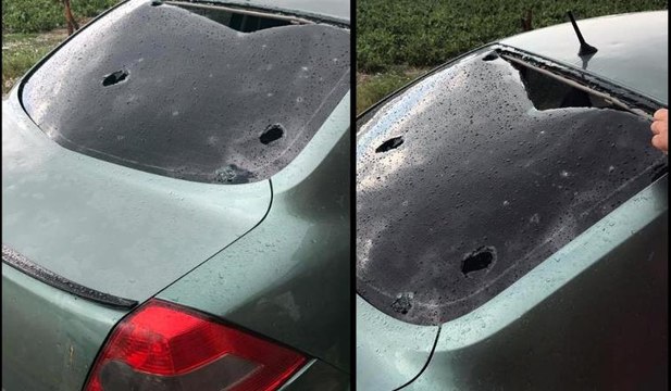 Yumurta büyüklüğünde yağan dolu, aracın camını kırdı