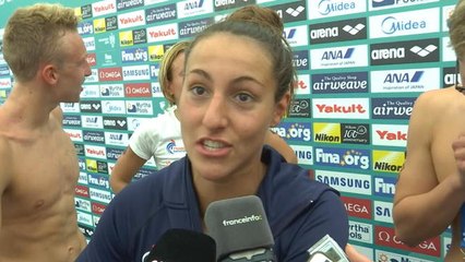 Natation: Championnat du monde - Eau libre - La réaction de Océane Cassignol après le titre sur relais mix...
