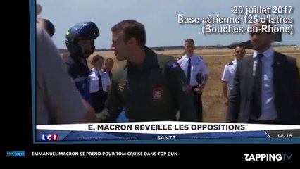 Emmanuel Macron habillé en pilote de l’air, hilarant avec la musique de Top Gun ! (Vidéo)