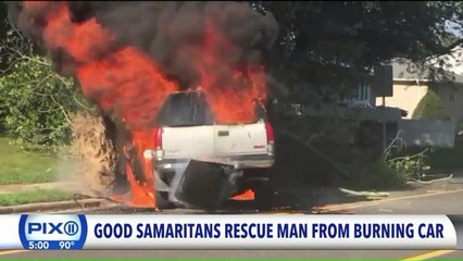 Good Samaritans Rescue Man from Burning Car