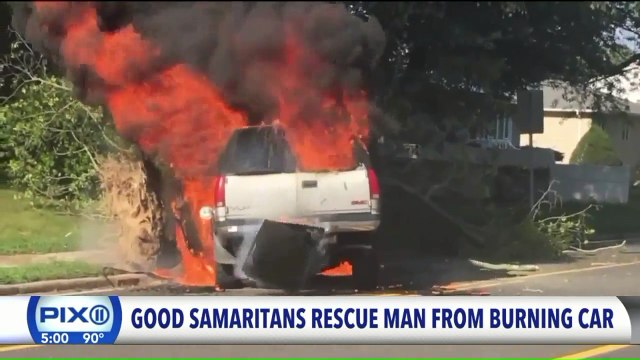 Good Samaritans Rescue Man from Burning Car