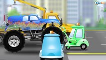 Camiones MONSTRUOS - CARRERA de la ciudad! SÚPER DIFICIL! Dibujo animado de coches