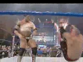 Kane & Big Show Double Chokeslam Batista on Announce Table