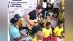 Brett Lee takes part in music therapy session for young cancer patients