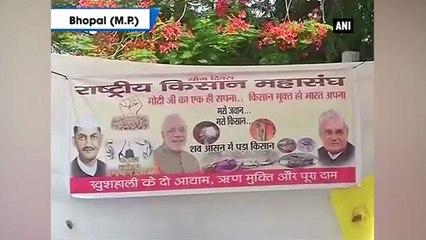 Farmer body performs Shavasana demonstrating farmers plight