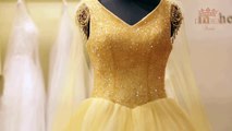 Our Majestic, elegant, crystal and lace embroidered gold gown