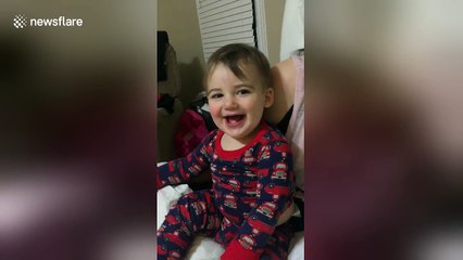 Baby can't stop laughing at the word 'booby'