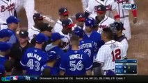 Jose Bautista causes a fight with a flip of the bat.