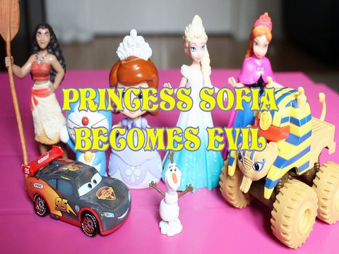 PRINCESS SOFIA BECOMES EVIL MOANA LIGHTENING MCQUEEN DORAEMON OLAF ELSA ANNA SPHINX TRUCK Toys BABY Videos , DISNEY JUN