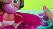 Ameba bebé hora del baño el Delaware por muñeca en Portugués Dora aventurera se baña