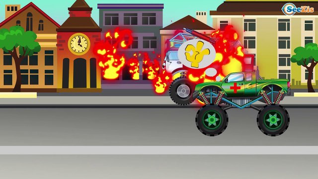 Carritos Para Niños. Coche de Policía, Un Camion Monstruo. Caricaturas de carros. Tiki Taki Carros