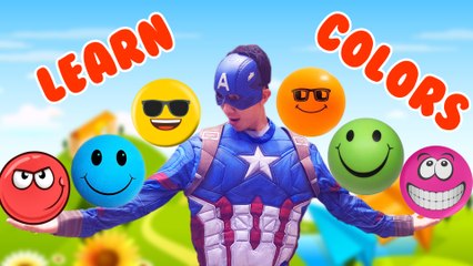 LEARN COLORS with Captain America and Balls Color w/ Spiderman vs Joker | Funny Superhero IRL Video