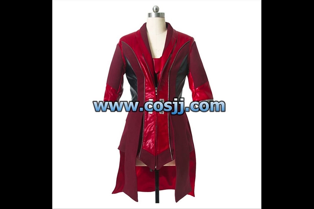 cosjj.com - The Avengers Scarlet Witch Cosplay Costume Red Long Coat Cosplay Costumes