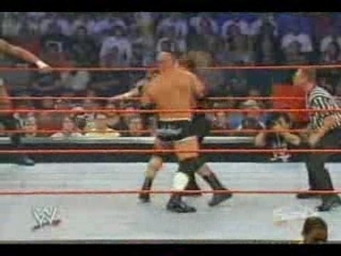 WWE Goldberg vs Triple H & Batista & Randy Orton