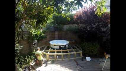 חיפוי ג'קוזי מעץ כולל מדרגה נשלפת לפתח שירות