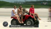 Motoristas praticam manobras arriscadas e infringem lei em praia do Pará