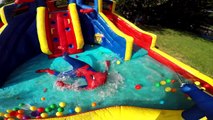 Huge Eggs Surprise   Booger Balls & 200 WATER BALLOONS TOYS Challenge on Inflatable Water