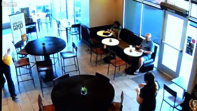 Customer takes on Starbucks armed robber in California