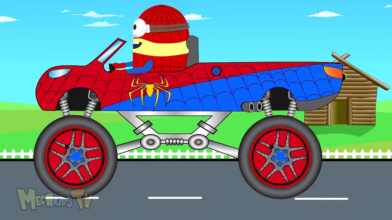 Spiderman Truck Vs Hulk Truck - Monster Trucks For Children - Kids Video