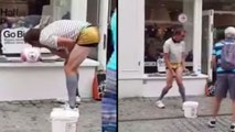 Funny British Busker Dancing To Uptown Funk