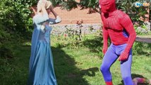 Frozen Elsa & Spiderman MONSTER ATTACK Princess Anna, Maleficent, Spidergirl. Superheroes Real :))