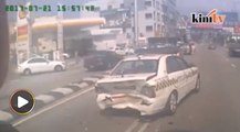 Kereta peronda polis remuk dilanggar kereta 'hitam'