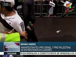 Londres: se enfrentan manifestantes pro Palestina y pro Israel
