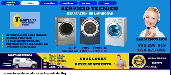 reparaciones lavadoras Arganda del Rey