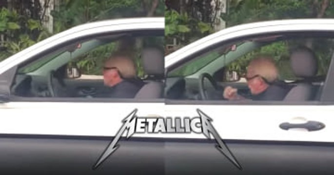 Old Man Is Having The Time Of His Life Head-Banging To Metallica In His Car