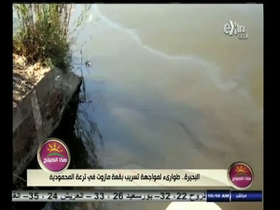 #هذا_الصباح | البحيرة ٫٫ طوارئ لمواجهة تسريب بقعة مازوت في ترعة المحمودية