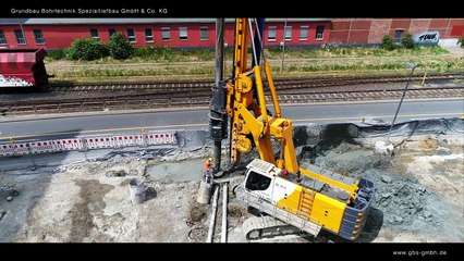 Drohnenvideo: Bohrtechnik/Tiefbau, Baustelle Frankfurt