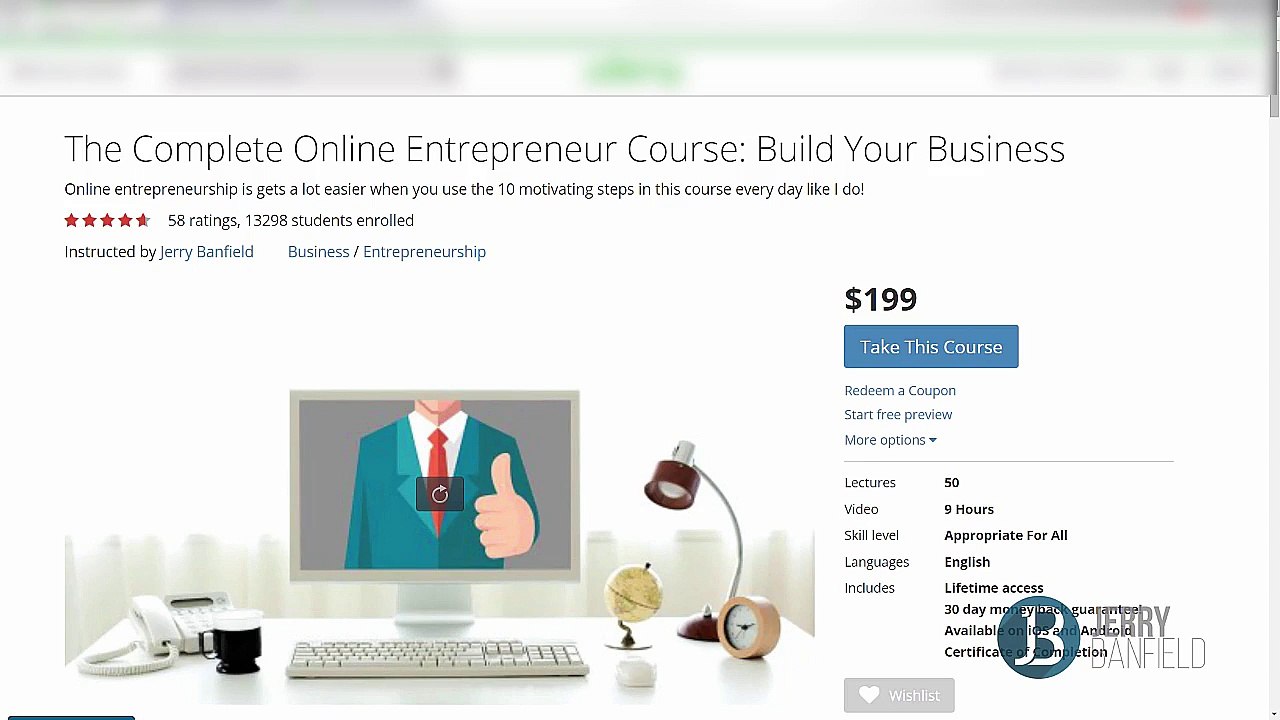Promo Online Entrepreneur Course from Jerry Banfield