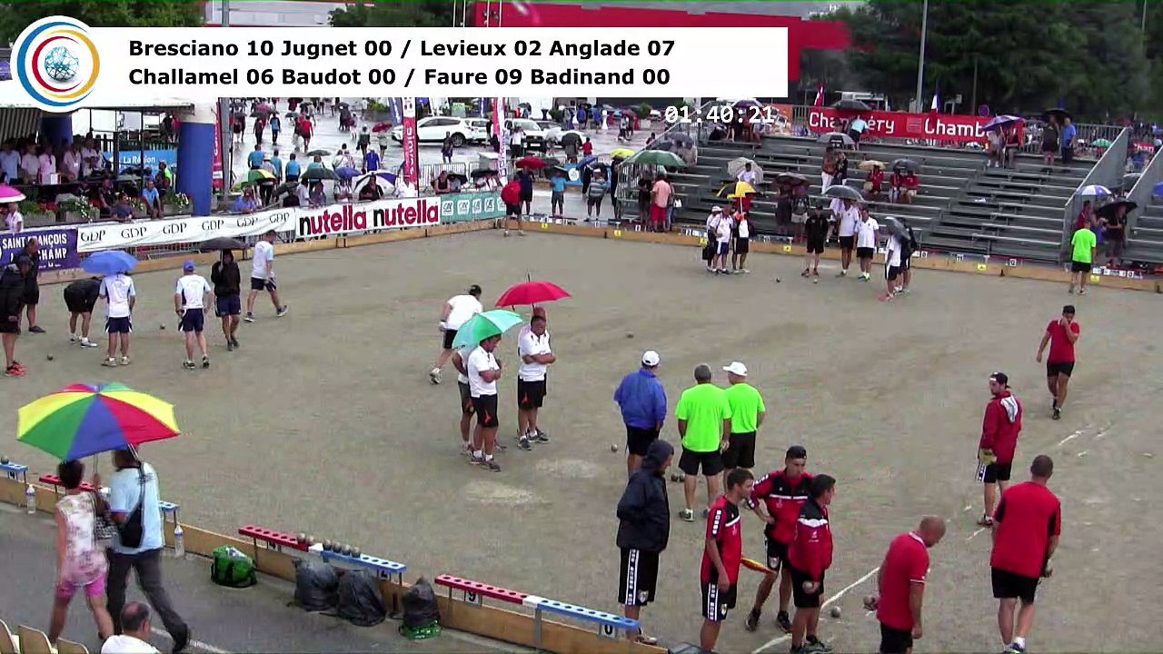 Barrages, premier tour de poules M1, France Quadrettes, Sport Boules, Chambéry 2017