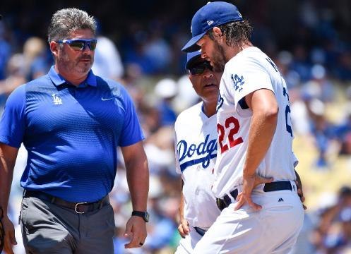 Dodgers ace Clayton Kershaw leaves game with back injury