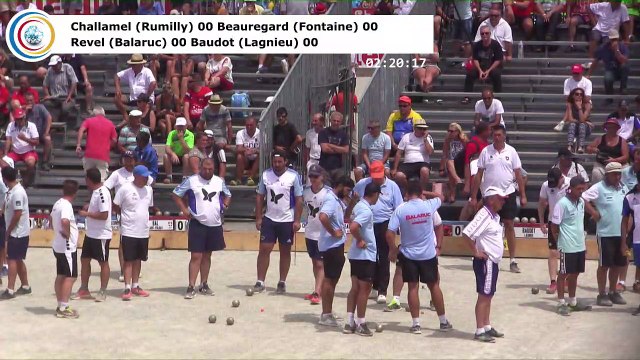 Secondes parties, premier tour de poules M1, France Quadrettes, Sport Boules, Chambéry 2017