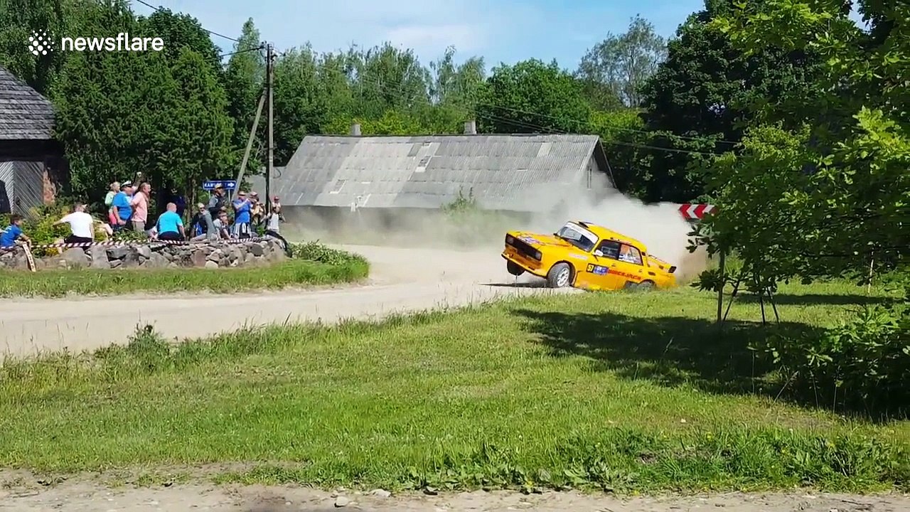 Big crash captured at rally in Estonia