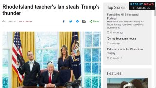 Rhode Island teacher's fan steals Trump's thunder