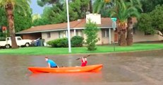 Kayakers Hit the Streets After Monsoon Causes Flash Flooding in Tucson
