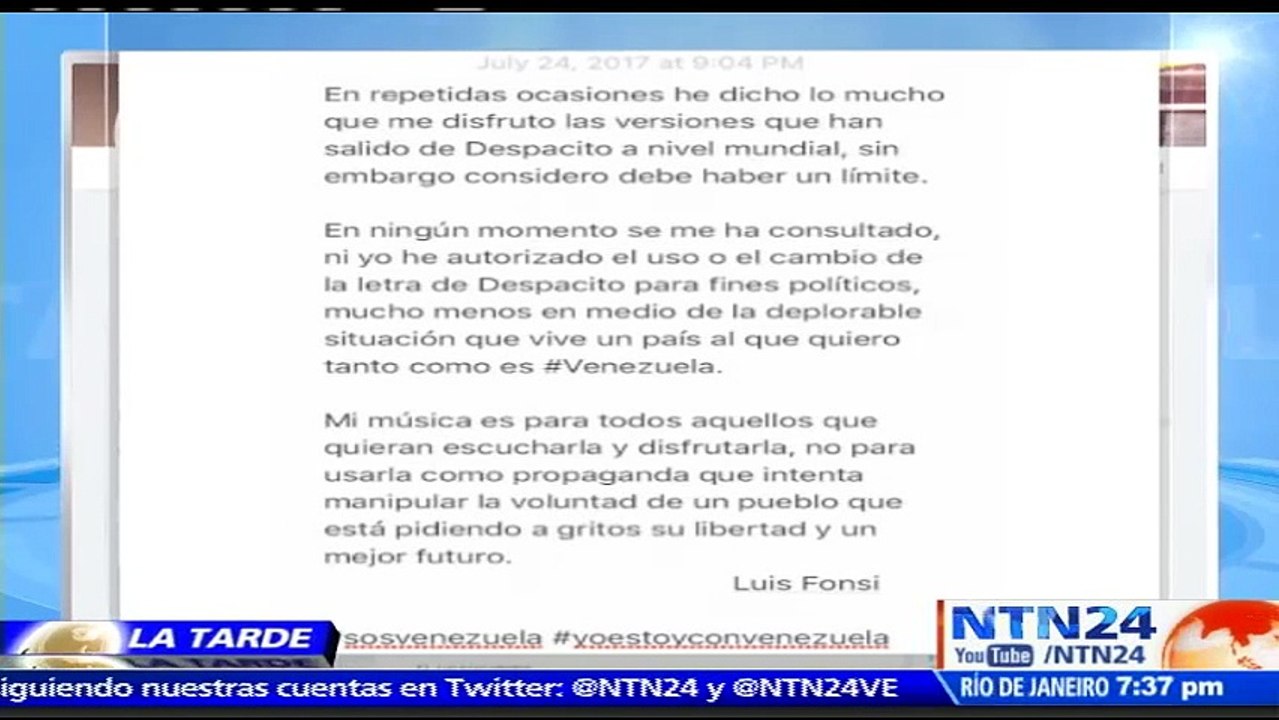 Luis Fonsi y Daddy Yankee rechazaron que Maduro haya versionado Despacito para la campaña Constituyente