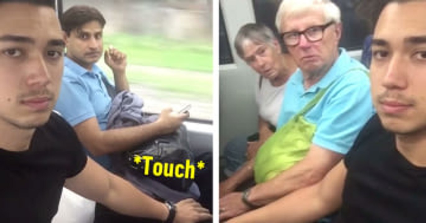 Guy Randomly Touches Strangers' Legs On The Train And Their Reactions Are Amusing