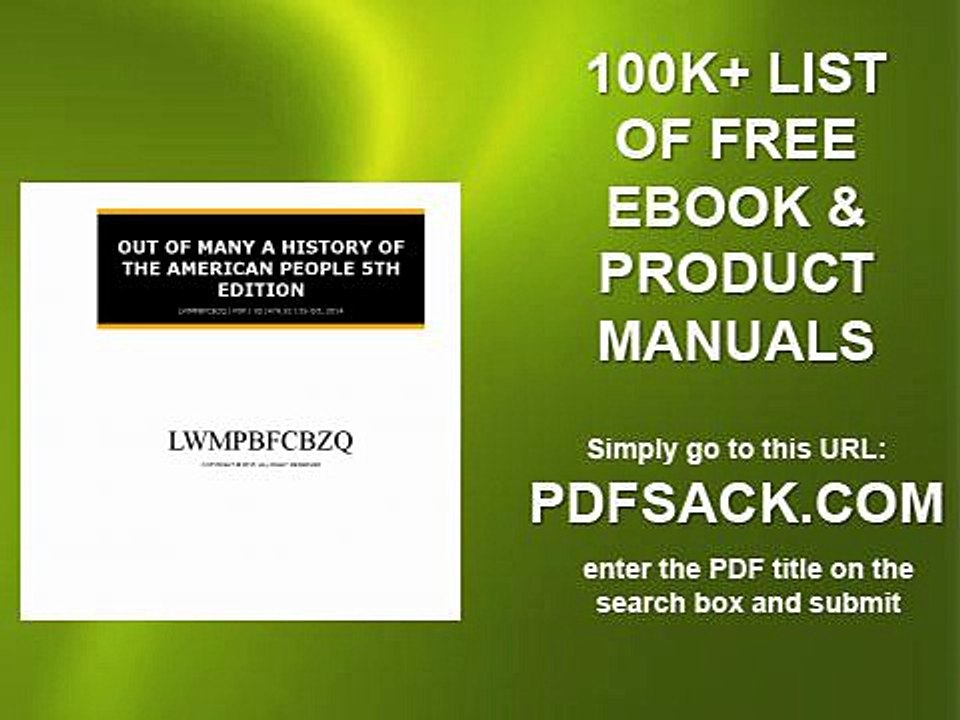 Out Of Many A History Of The American People 5th Edition