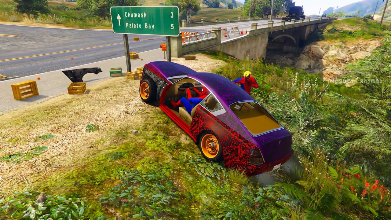 Morsomme Biler Med Tegnefilm Spiderman Og Sanger For Barnas