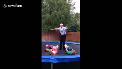 Grandpa knows how to make his grandchildren laugh
