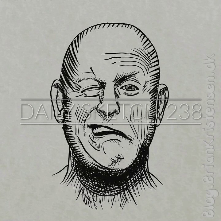 Drawing a Bald Mann with Crooked smile