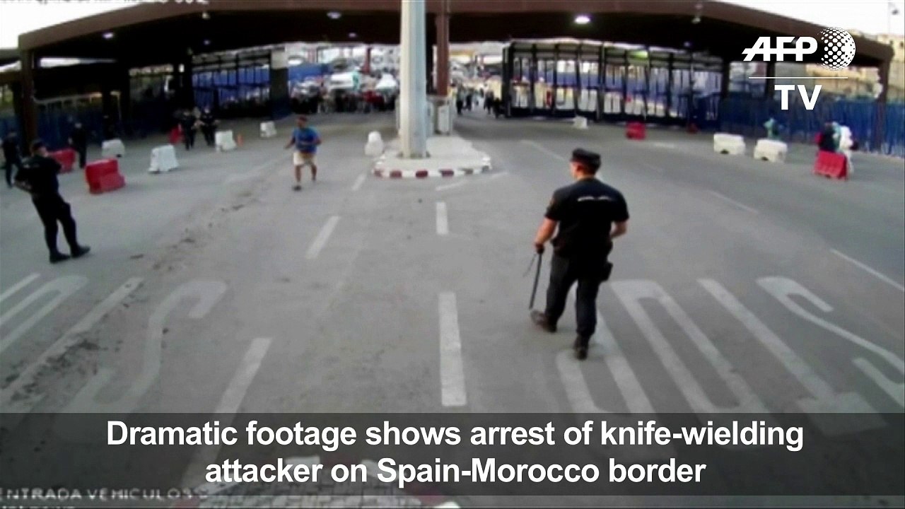 Dramatic footage shows arrest of attacker in Spain's Melilla